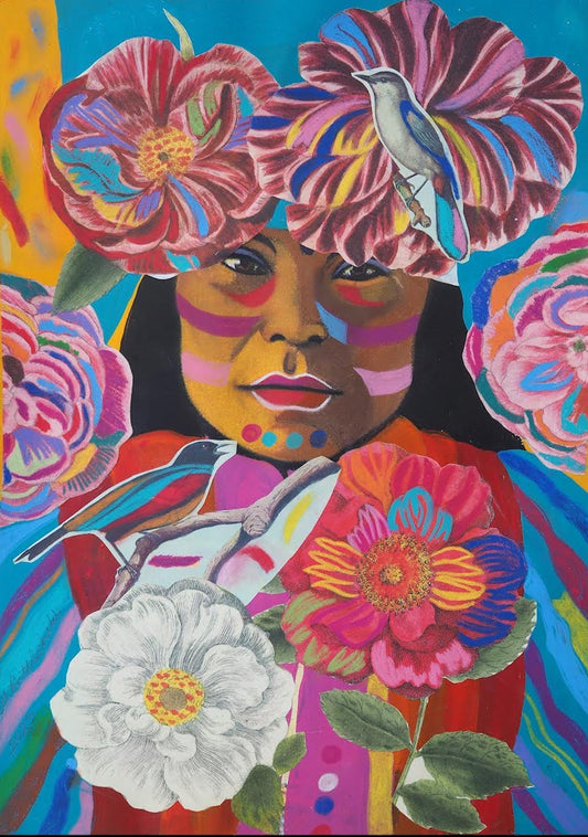 A Feast of colors for the eyes  original Canadian art by George Littlechild