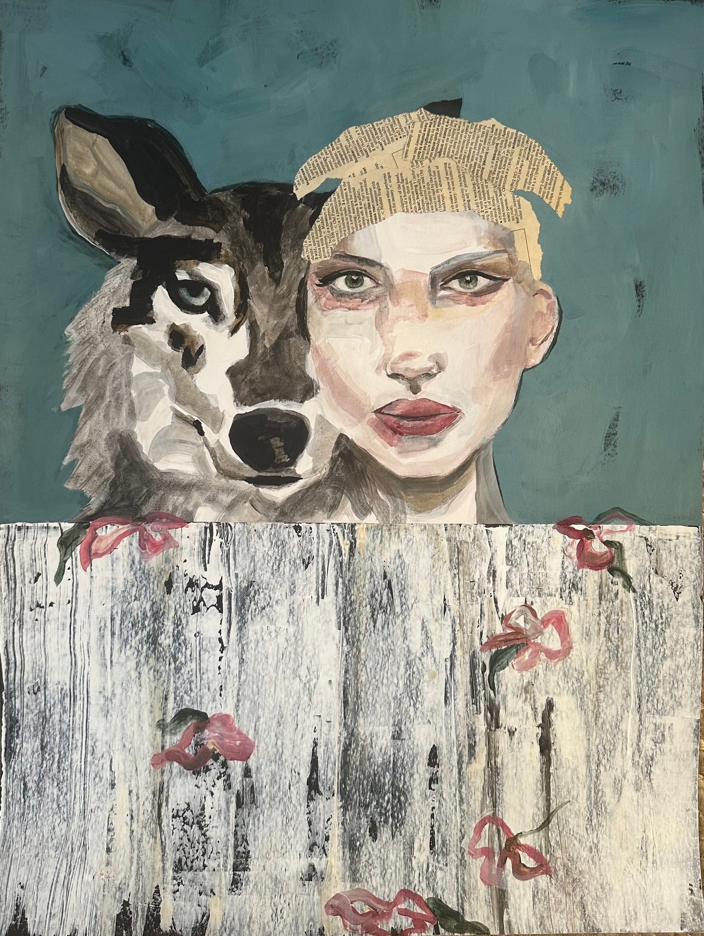 Mending fences original Canadian art by Vikki Drummond