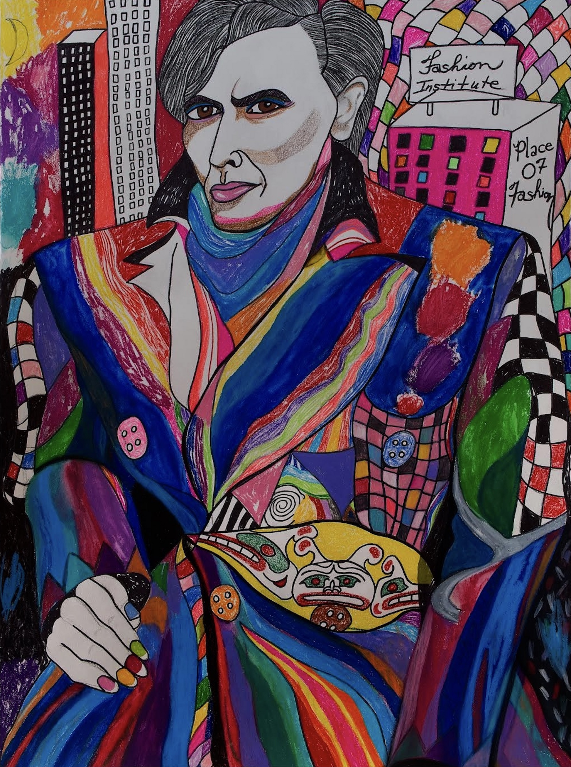 Bling Bling John, Chief, Fashionista original Canadian art by George Littlechild