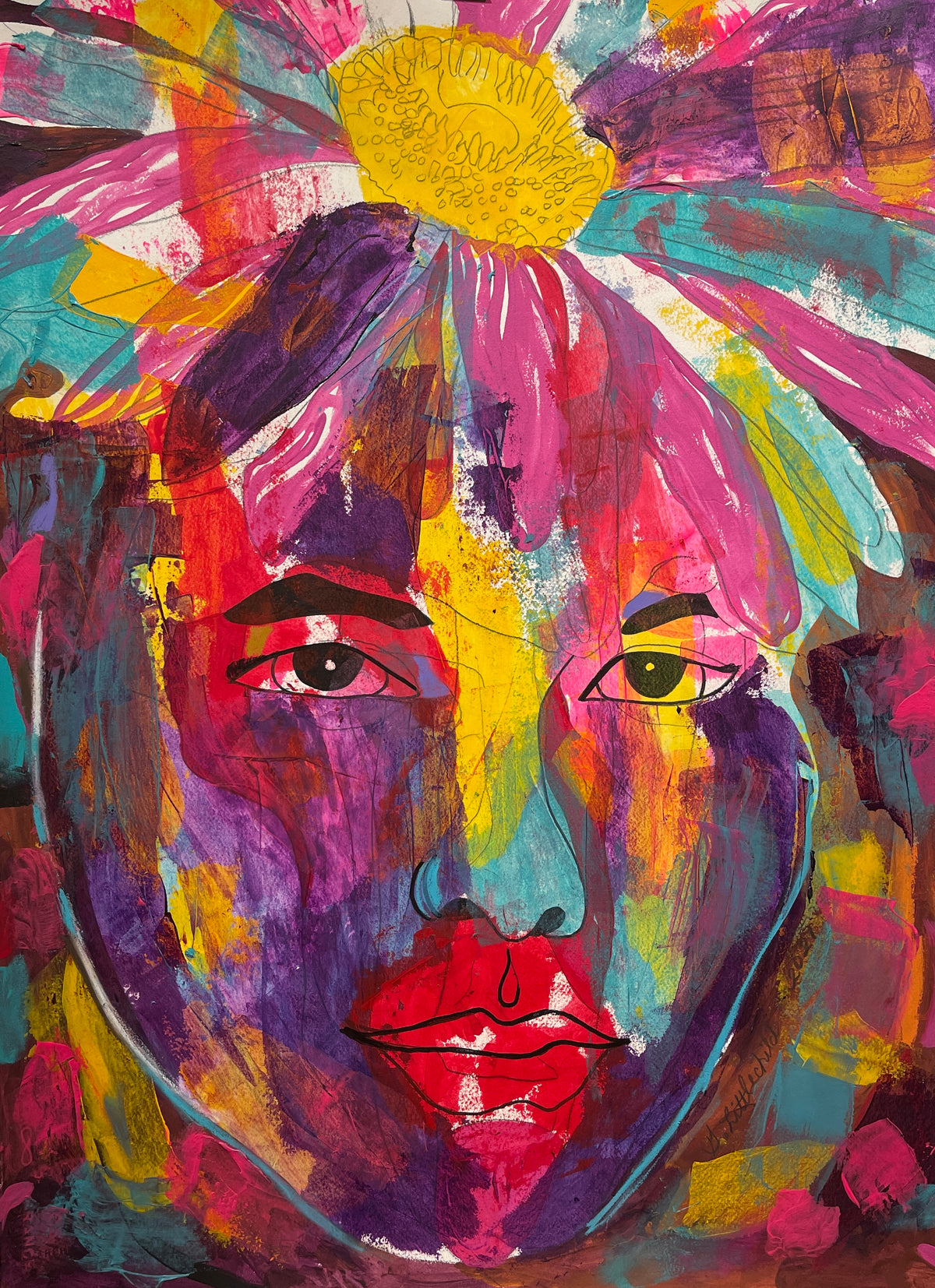 Floral Garden Spirit original Canadian art by George Littlechild