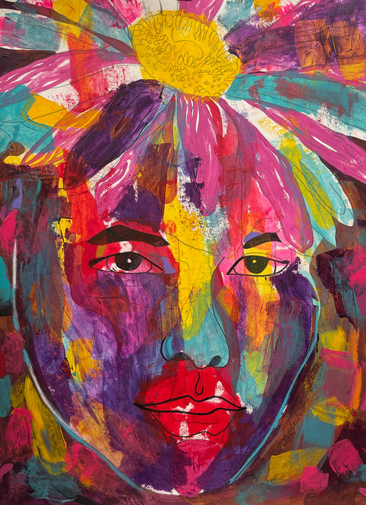 Floral Garden Spirit original Canadian art by George Littlechild
