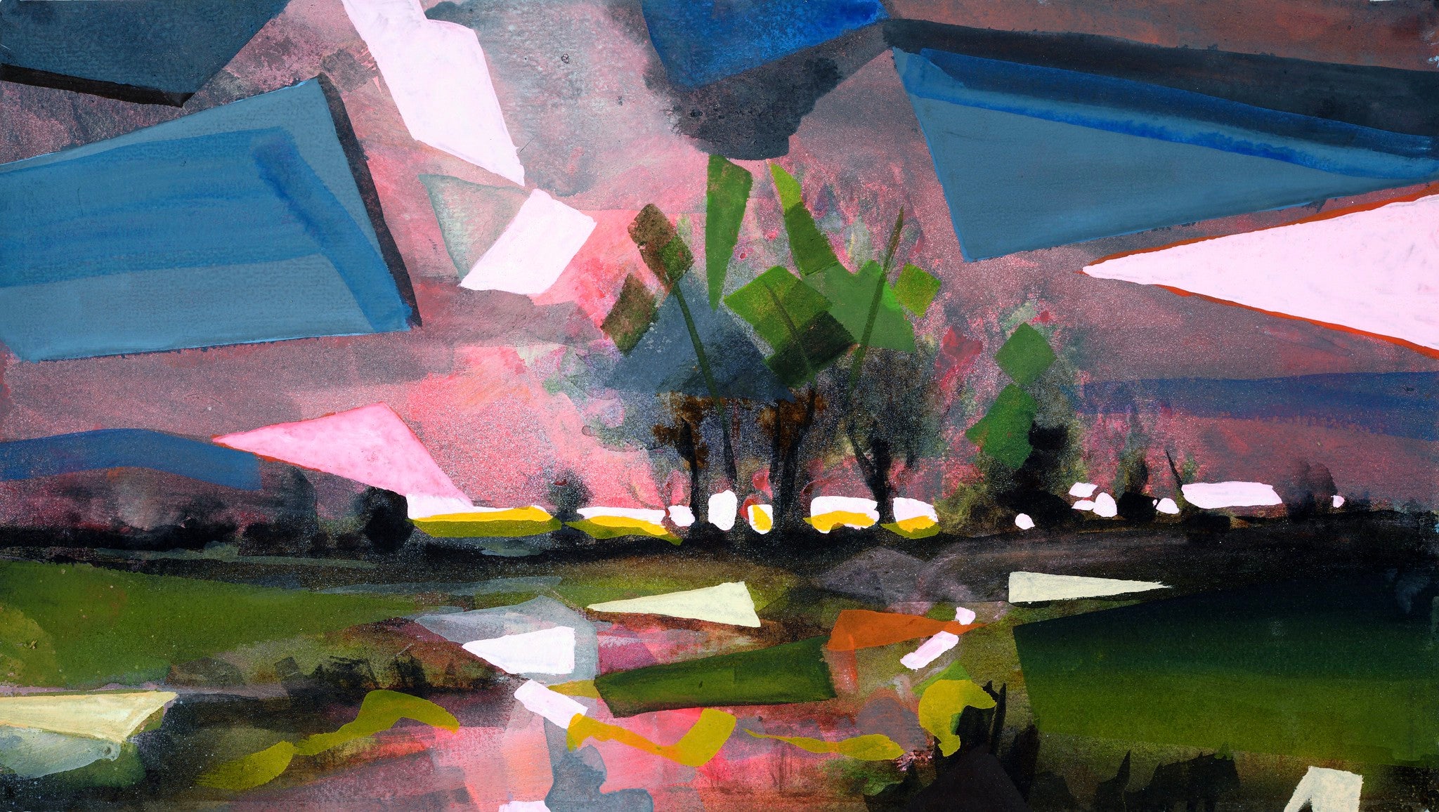 Geometric Landscape with Trees – Ashdale Gallery
