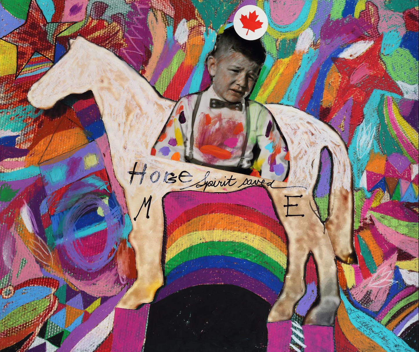Horse Spirit Saved Me, My Horse Spirit saw me through original Canadian art by George Littlechild
