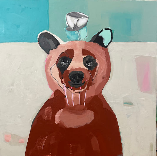 Bear painting by Victoria based artist, Vikki Drummond Mixed media on canvas