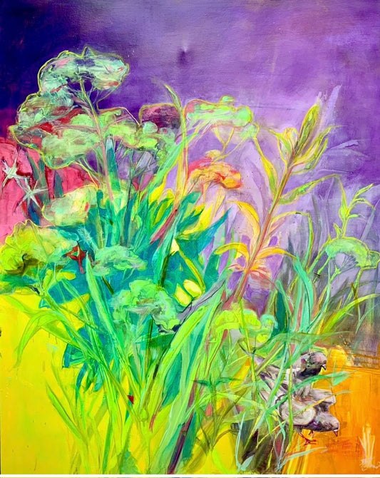 Pigeon and Milkweed original Canadian art by Madeleine Lamont
