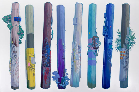 Telephone Pole Cross Sections original Canadian art by Jason McCrea