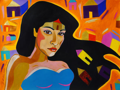  Warrior Woman, of the Homeless original Canadian art by George Littlechild